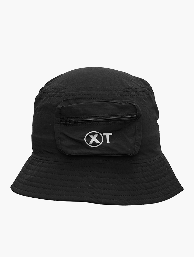 MyRunway | Shop XT Black Single Sided Pocket Bucket Hat for Women